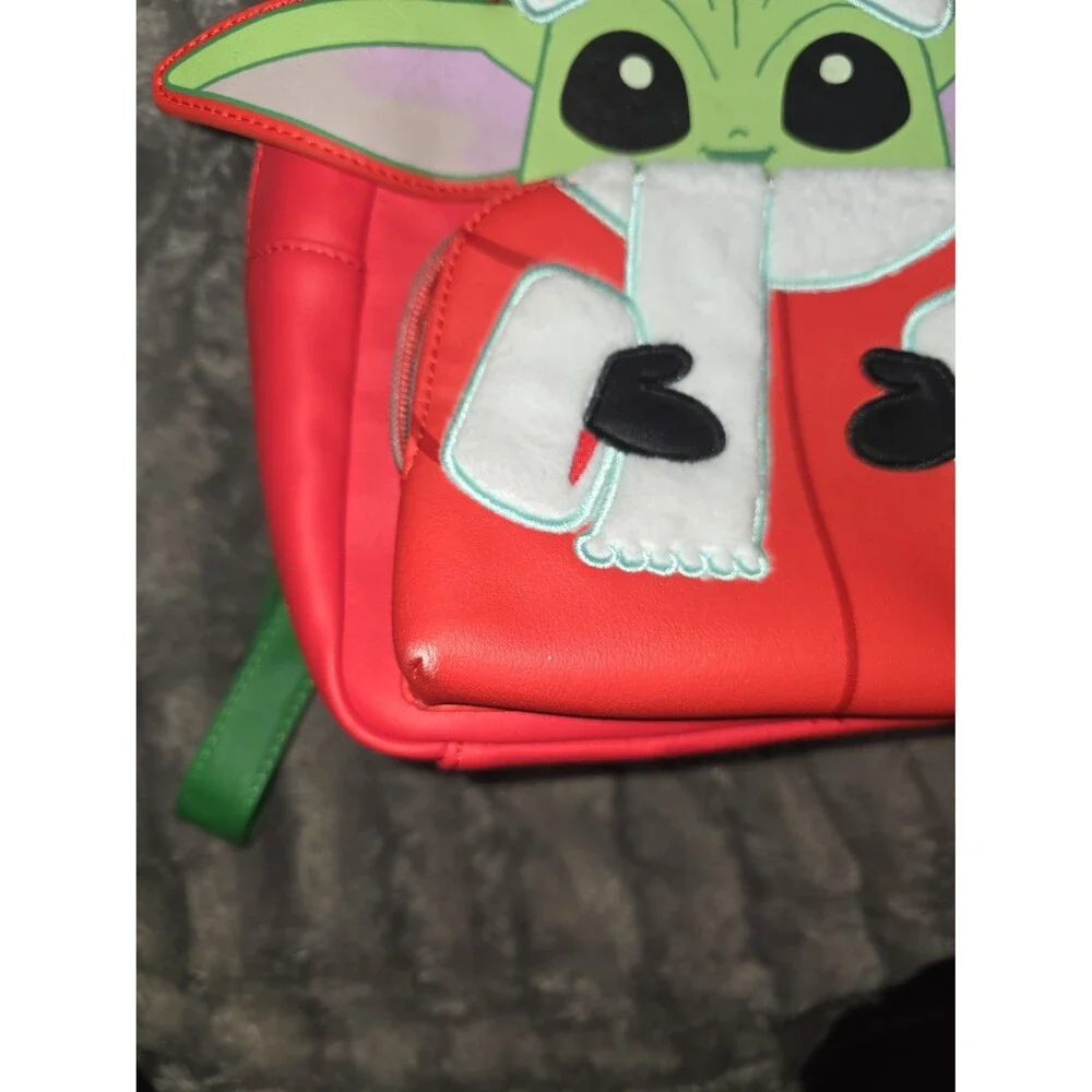 Like New grogu the child baby Yoda Christmas Santa clause mini backpack bookbag!